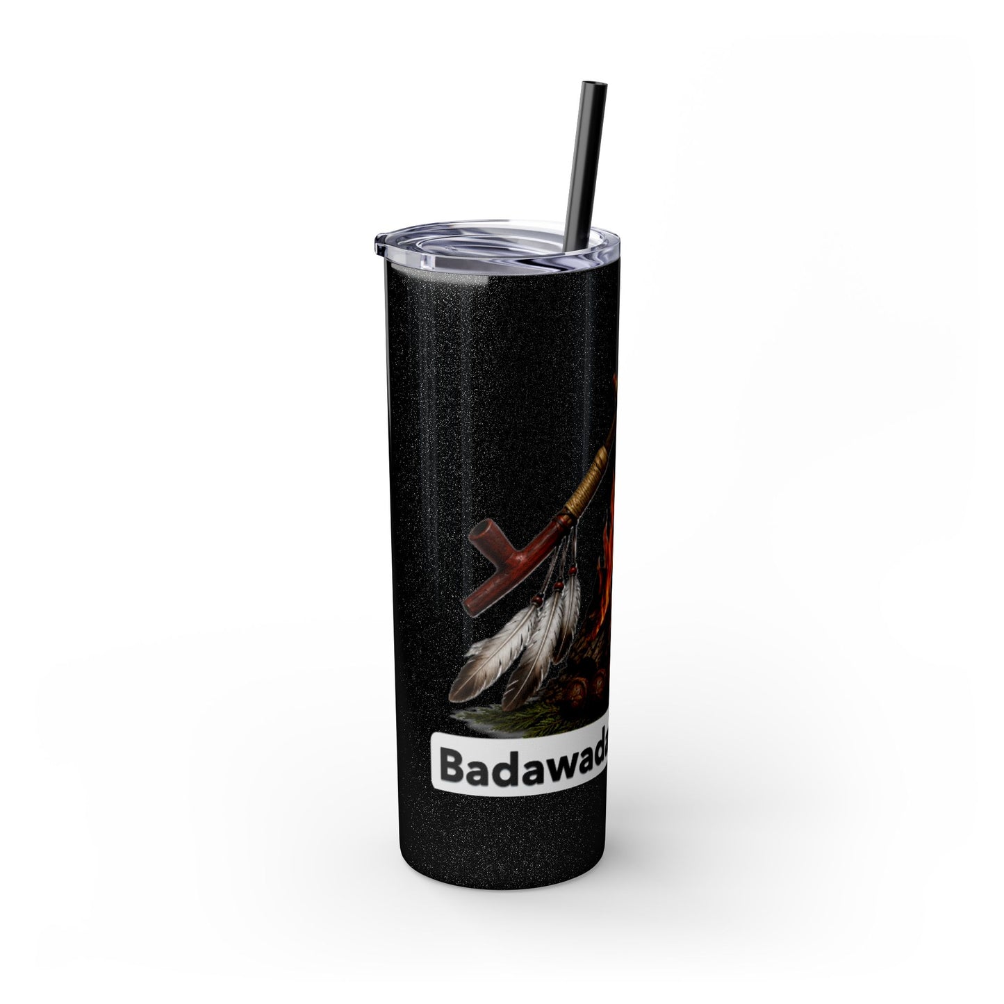 Pottawatomie Campfire Badge Skinny Tumbler 20oz — Badawadame Nation Design