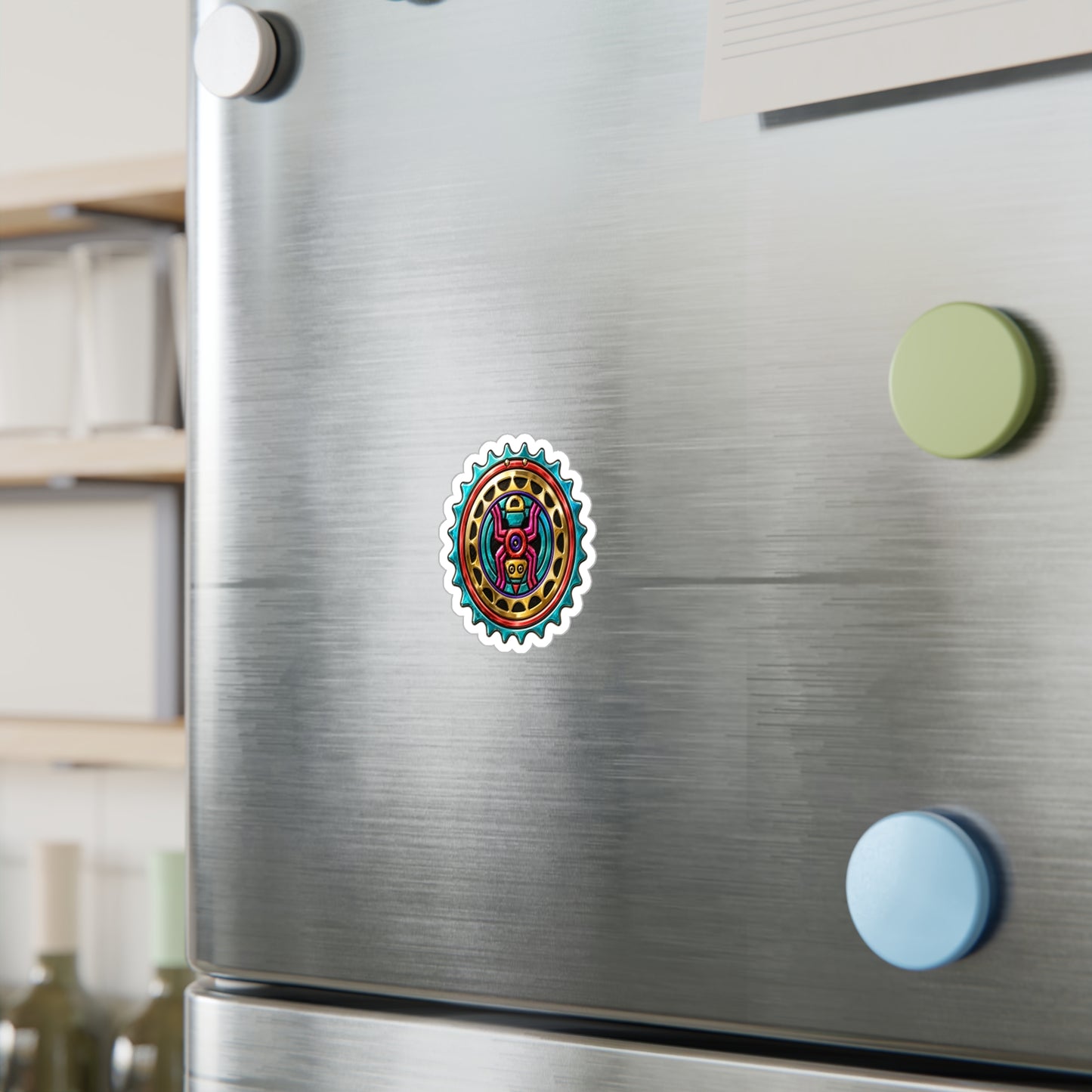 Spider-Inspired Tribal Sun Sticker — Colorful Kiss-Cut Vinyl Decal