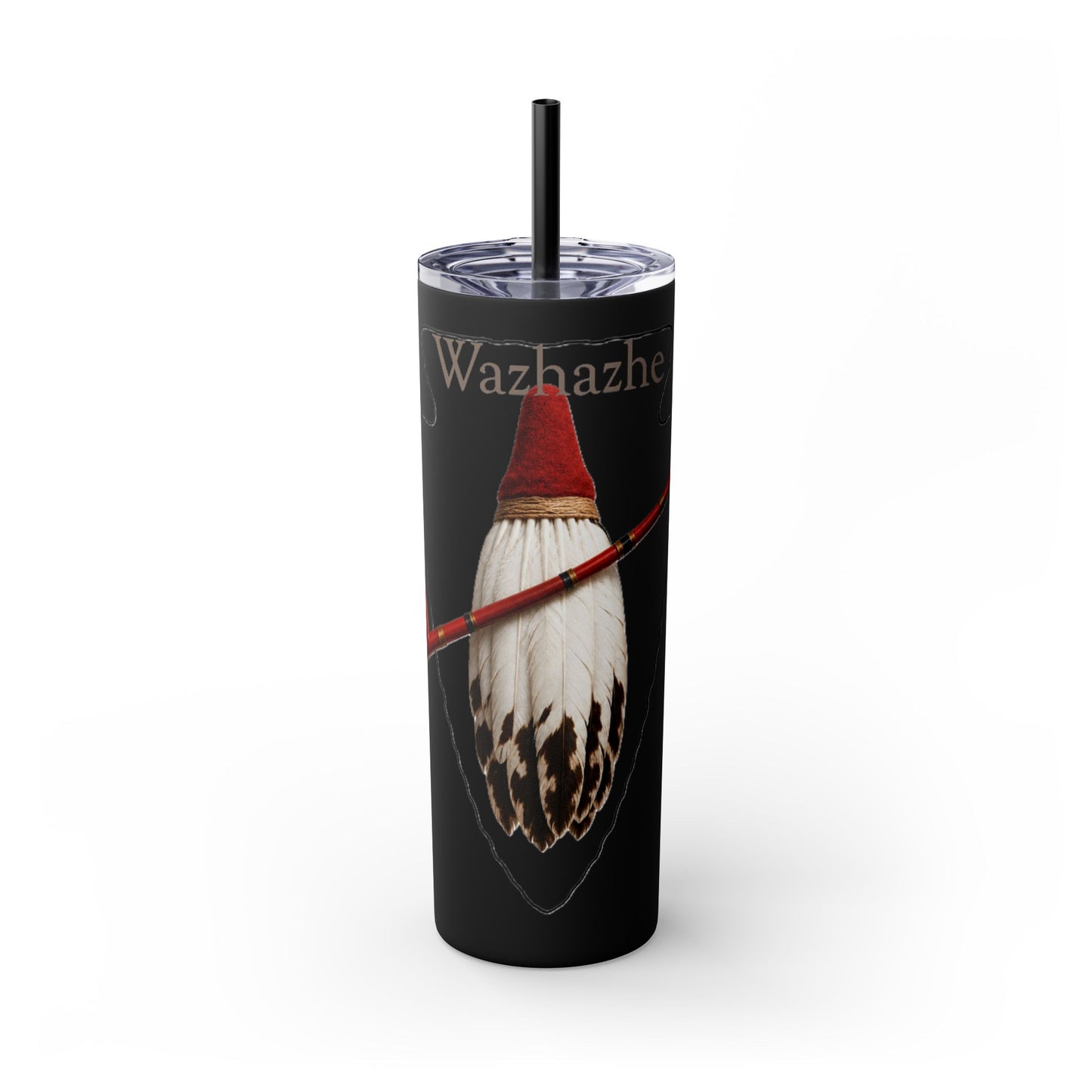 Osage Skinny Tumbler — Native Feather & Pipe Design 20oz Straw Cup