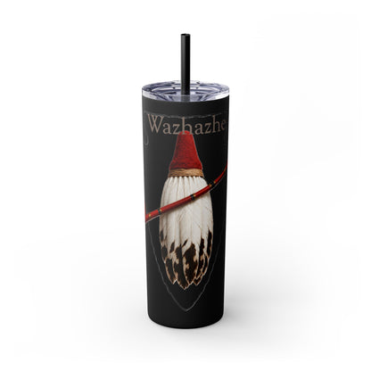 Osage Skinny Tumbler — Native Feather & Pipe Design 20oz Straw Cup