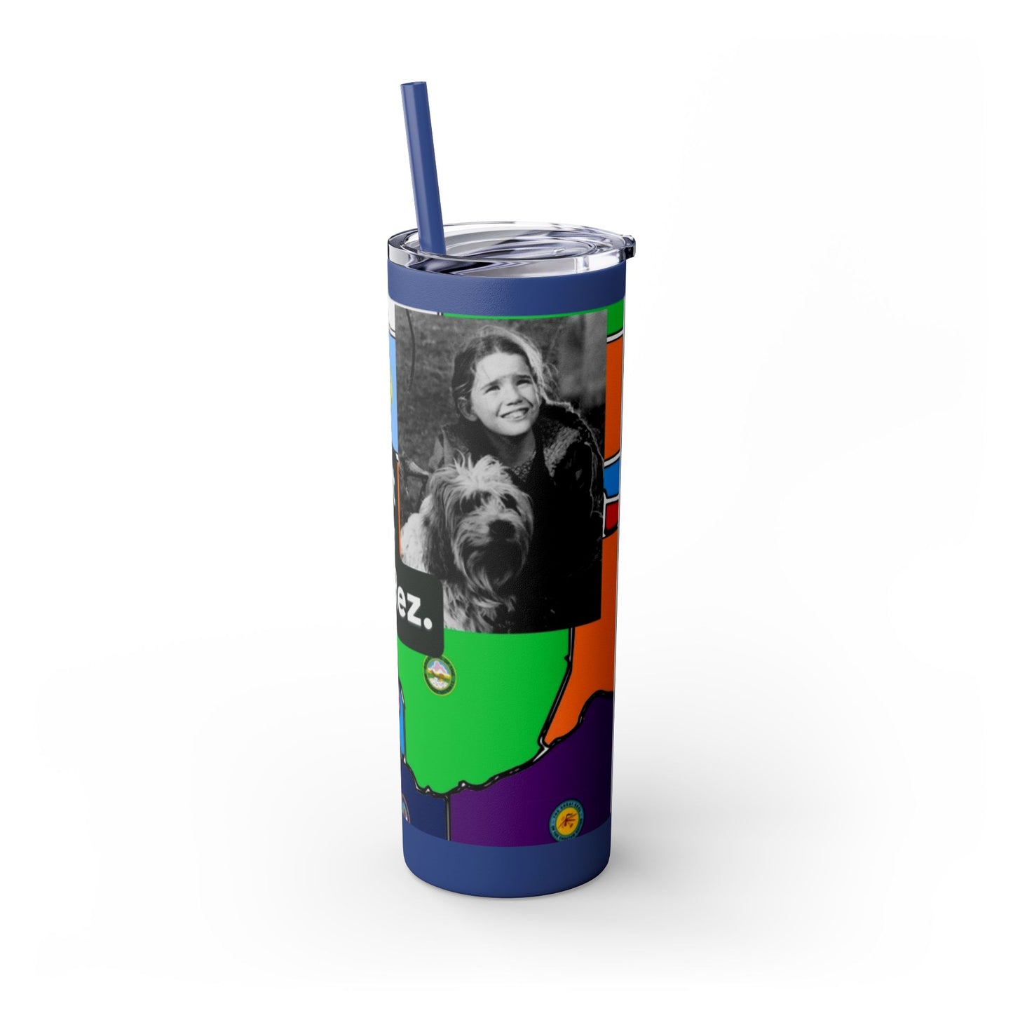 20oz Skinny Tumbler — 'Half-Pint Illegally on Osage Rez' Graphic Stainless Straw Cup