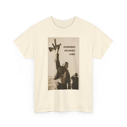 T-Shirt — 'Remember Wounded Knee' Historical Protest Tee with Arrow Emblem
