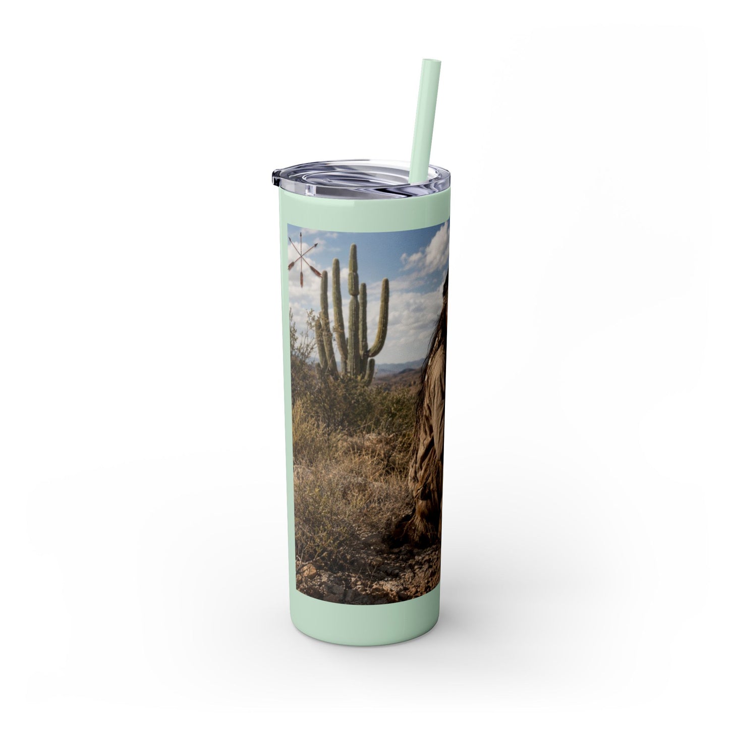 Ft. Sill Apache 20oz Skinny Tumbler with Desert Native Warrior Photo Wrap