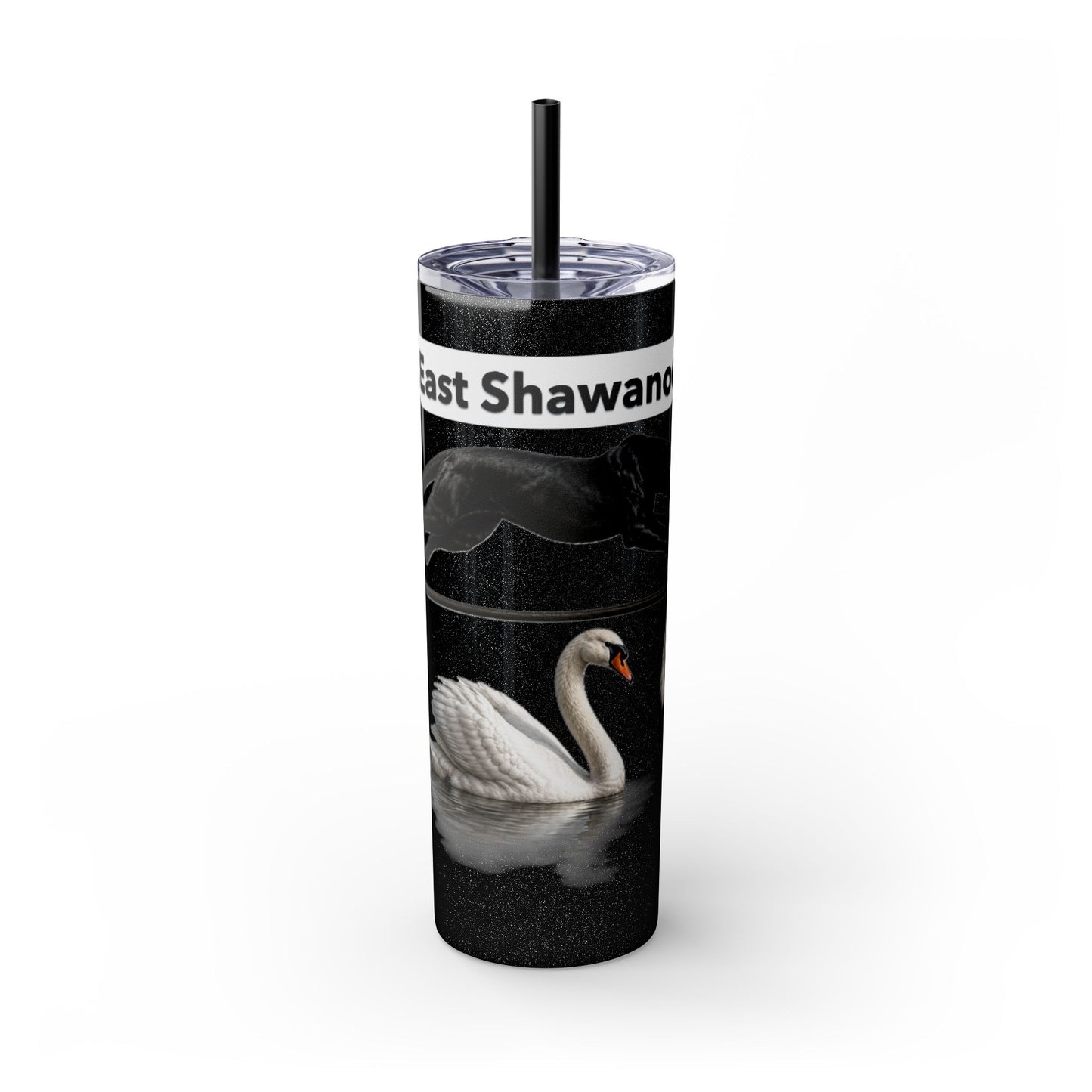Shawnee East Skinny 20oz Tumbler with Straw — East Shawano River Swan & Otter Design
