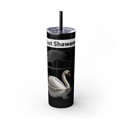 Shawnee East Skinny 20oz Tumbler with Straw — East Shawano River Swan & Otter Design