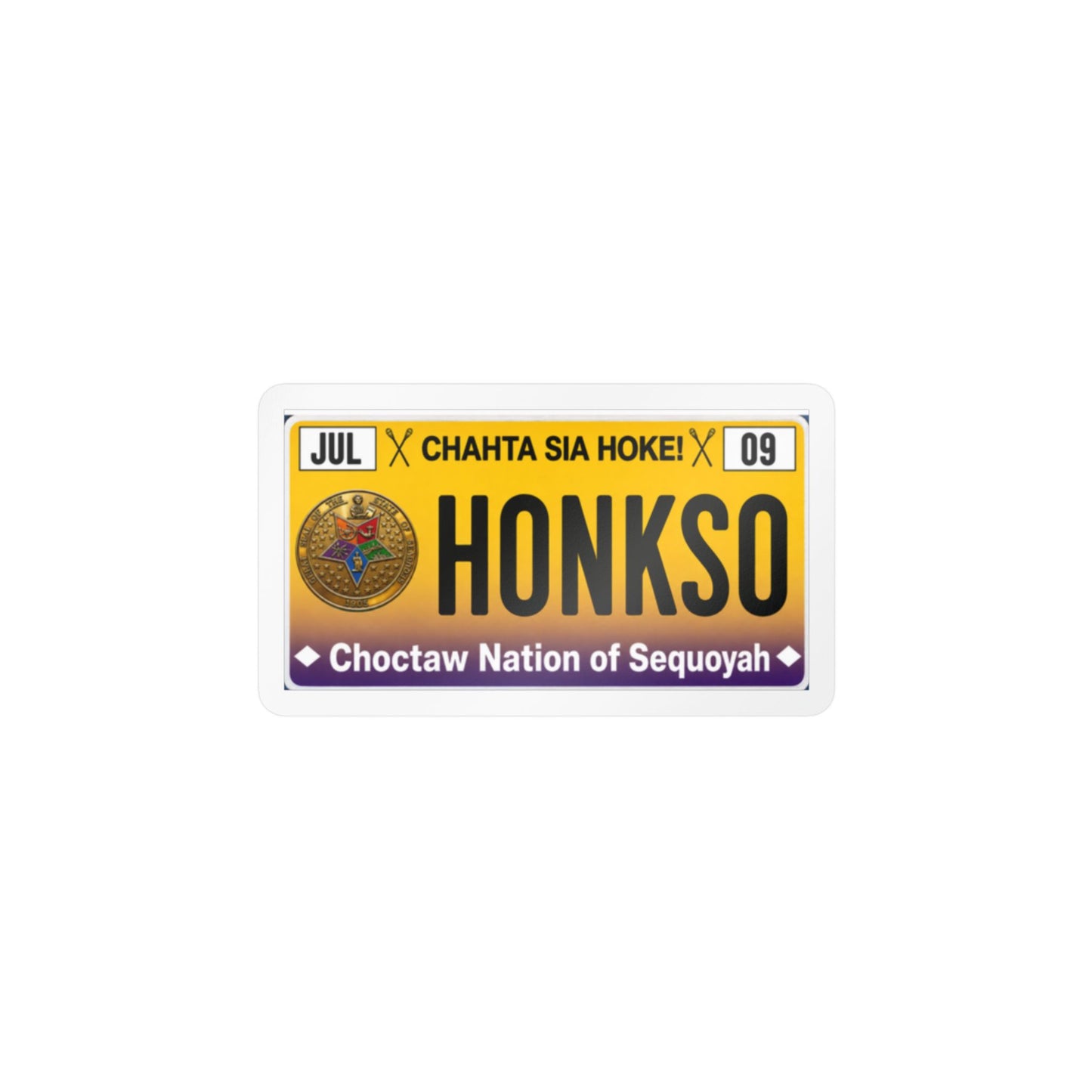 HONKSO License Plate Vinyl Decal — Choctaw Nation of Sequoyah Sticker
