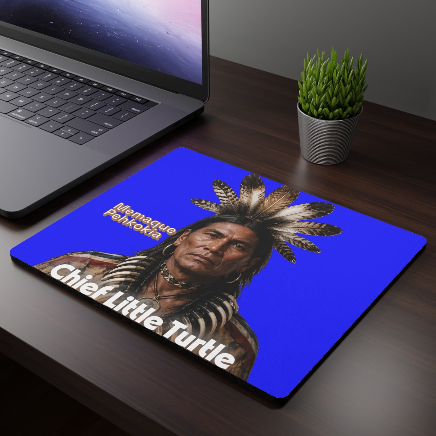 Chief Little Turtle Rectangular Mouse Pad — Historical Native American Portrait