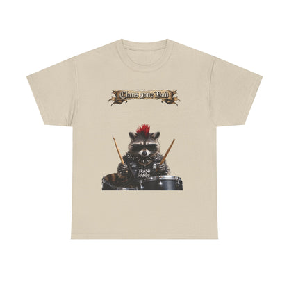 ClansDrummer Raccoon Graphic Tee — "Chaos Goes Brrr" Cute Punk Rock T-Shirt