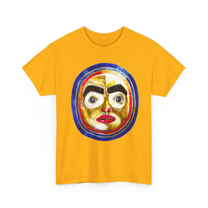 Moon Mask Art Tee — Colorful Surreal Face Graphic T-Shirt