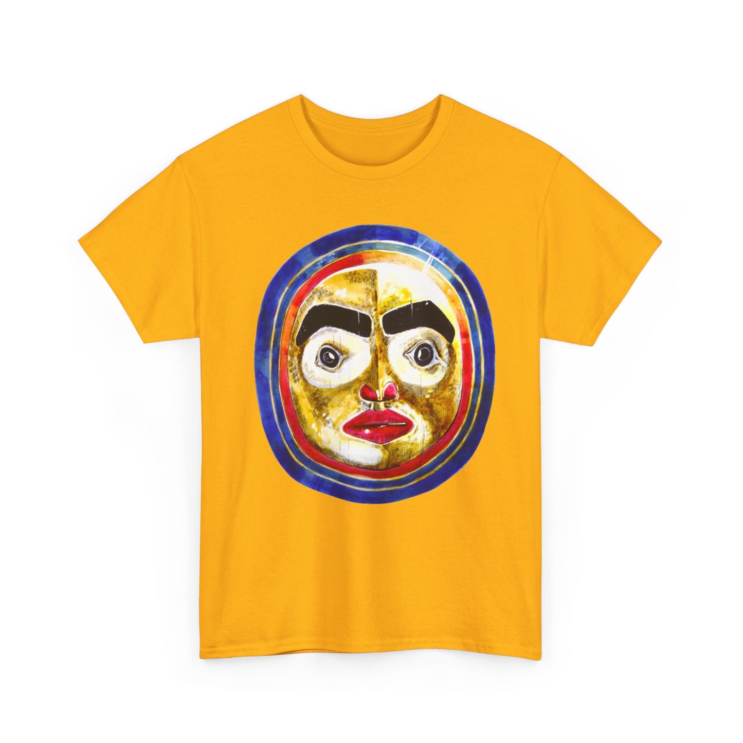 Moon Mask Art Tee — Colorful Surreal Face Graphic T-Shirt