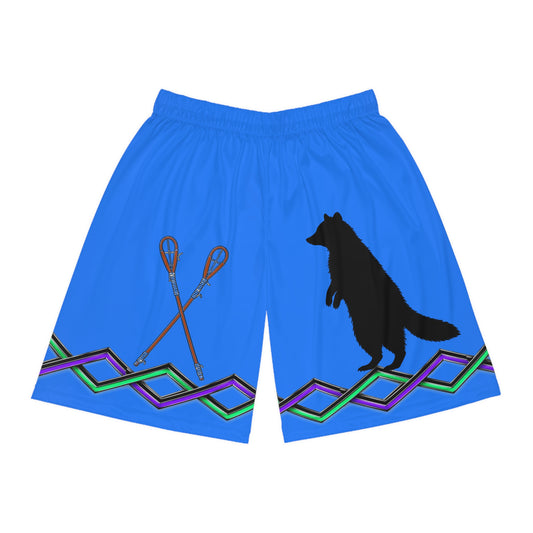 Raccoon Lacrosse Basketball Shorts — Blue AOP Athletic Shorts