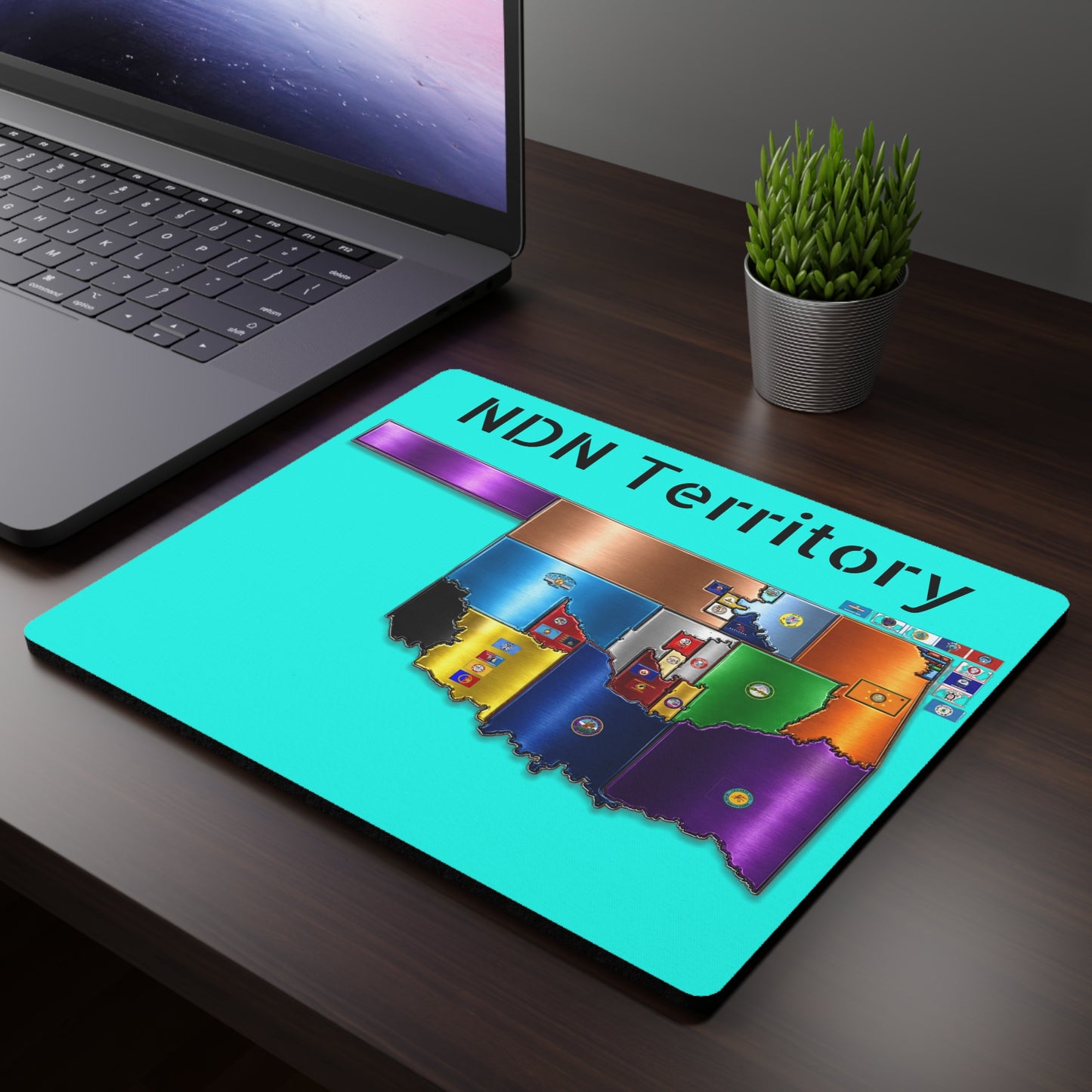 NDN Territory Mouse Pad — Colorful Oklahoma Tribal Map Desk Mat