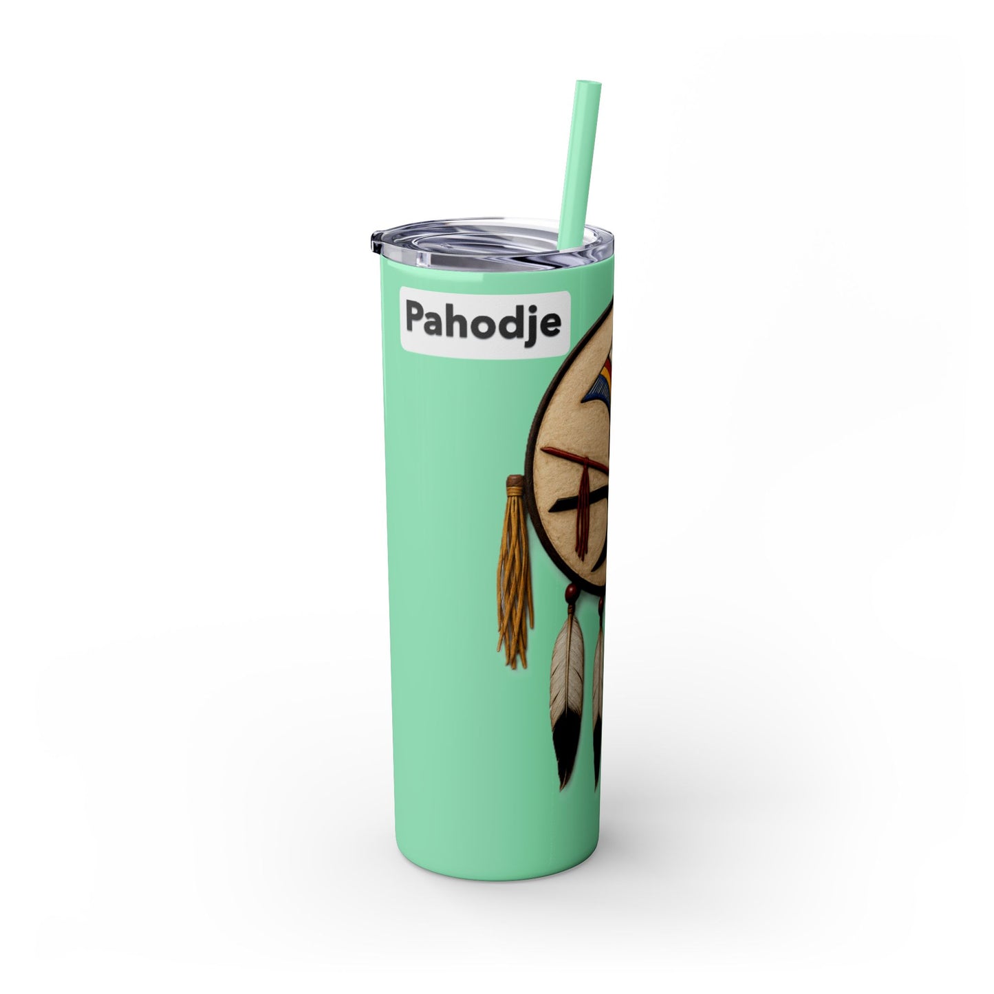 Iowa 20oz Skinny Tumbler with Native Dreamcatcher Design - 'Pahodje' Travel Straw Cup