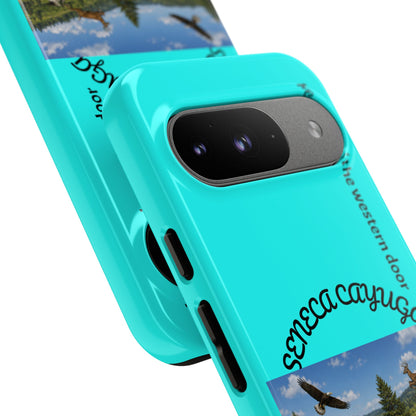 Seneca Cayuga Wildlife iPhone Case — "Keepers of the Western Door" Teal Protective Cover