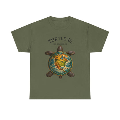 Turtle Globe Graphic Tee — "Turtle Is" Vintage Earth Turtle T-Shirt