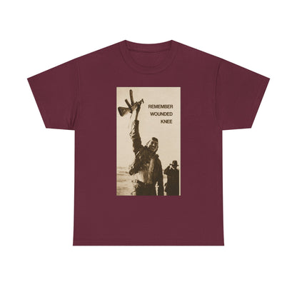 T-Shirt — 'Remember Wounded Knee' Historical Protest Tee with Arrow Emblem
