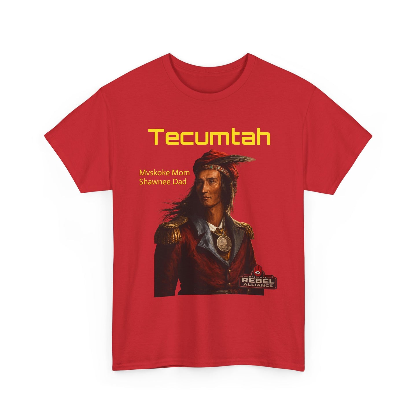Tecumtah Native American Portrait T‑Shirt — Mvskoke Mom/Shawnee Dad Heritage Tee