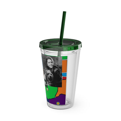 Sunsplash 16oz Tumbler with Straw — 'Half-Pint Illegally on Osage Rez' Graphic