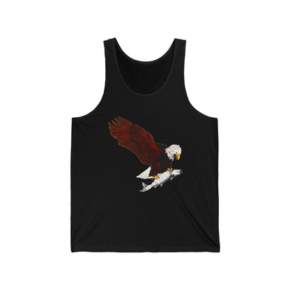 Eagle & Salmon Tank Top — Vintage Patriotic Graphic Muscle Tee