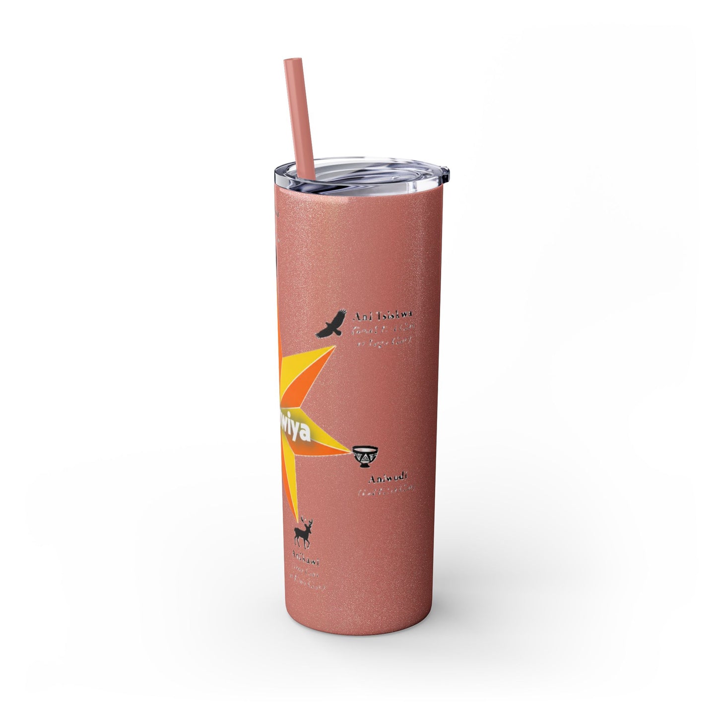 Cherokee 20oz Skinny Tumbler - Aniyunwiya Star Design with Straw