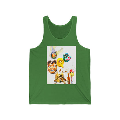 Masks Graphic Tank Top — Boho Festival Summer Tee