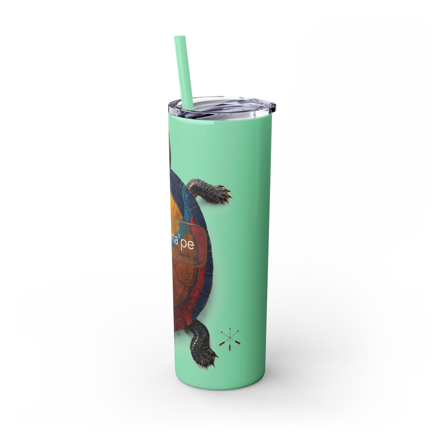 Delaware West Turtle Skinny Tumbler 20oz — Colorful Sea Turtle Travel Cup with Straw