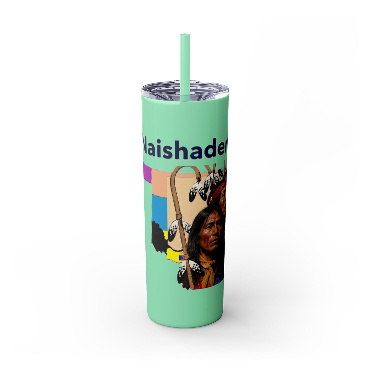 Apache 20oz Skinny Tumbler with Straw — Colorful Retro Design "Naishade"
