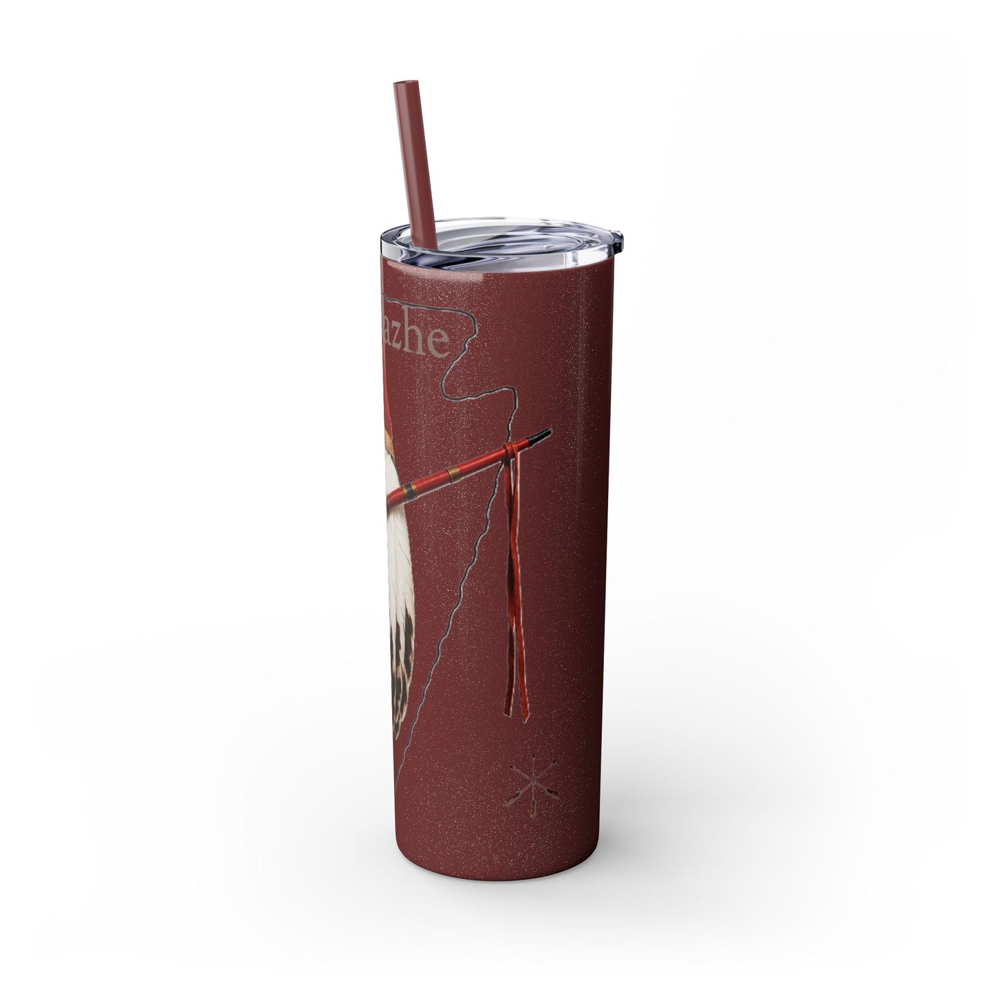 Osage Skinny Tumbler — Native Feather & Pipe Design 20oz Straw Cup