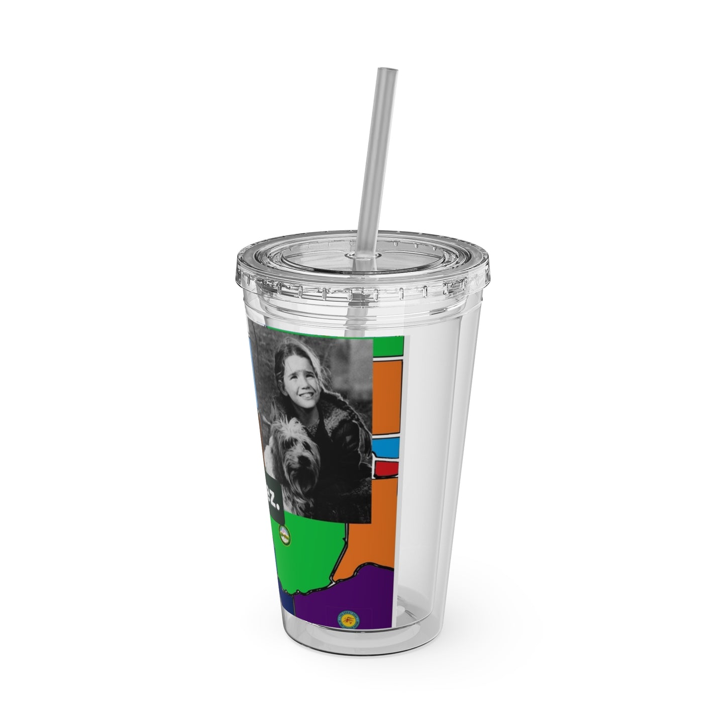 Sunsplash 16oz Tumbler with Straw — 'Half-Pint Illegally on Osage Rez' Graphic