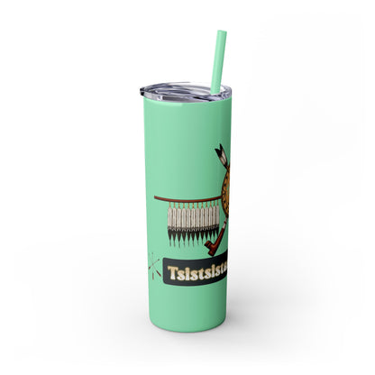 Cheyenne Arapaho 20oz Skinny Tumbler — Native American Shield & Arrows Design (Tsistsistas - Hinono'eitiit)