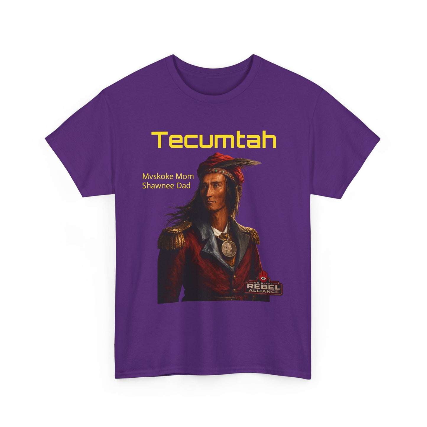 Tecumtah Native American Portrait T‑Shirt — Mvskoke Mom/Shawnee Dad Heritage Tee