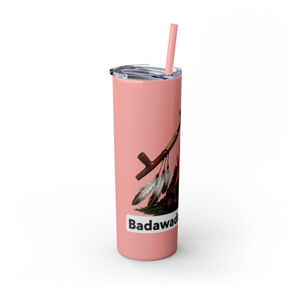 Pottawatomie Campfire Badge Skinny Tumbler 20oz — Badawadame Nation Design