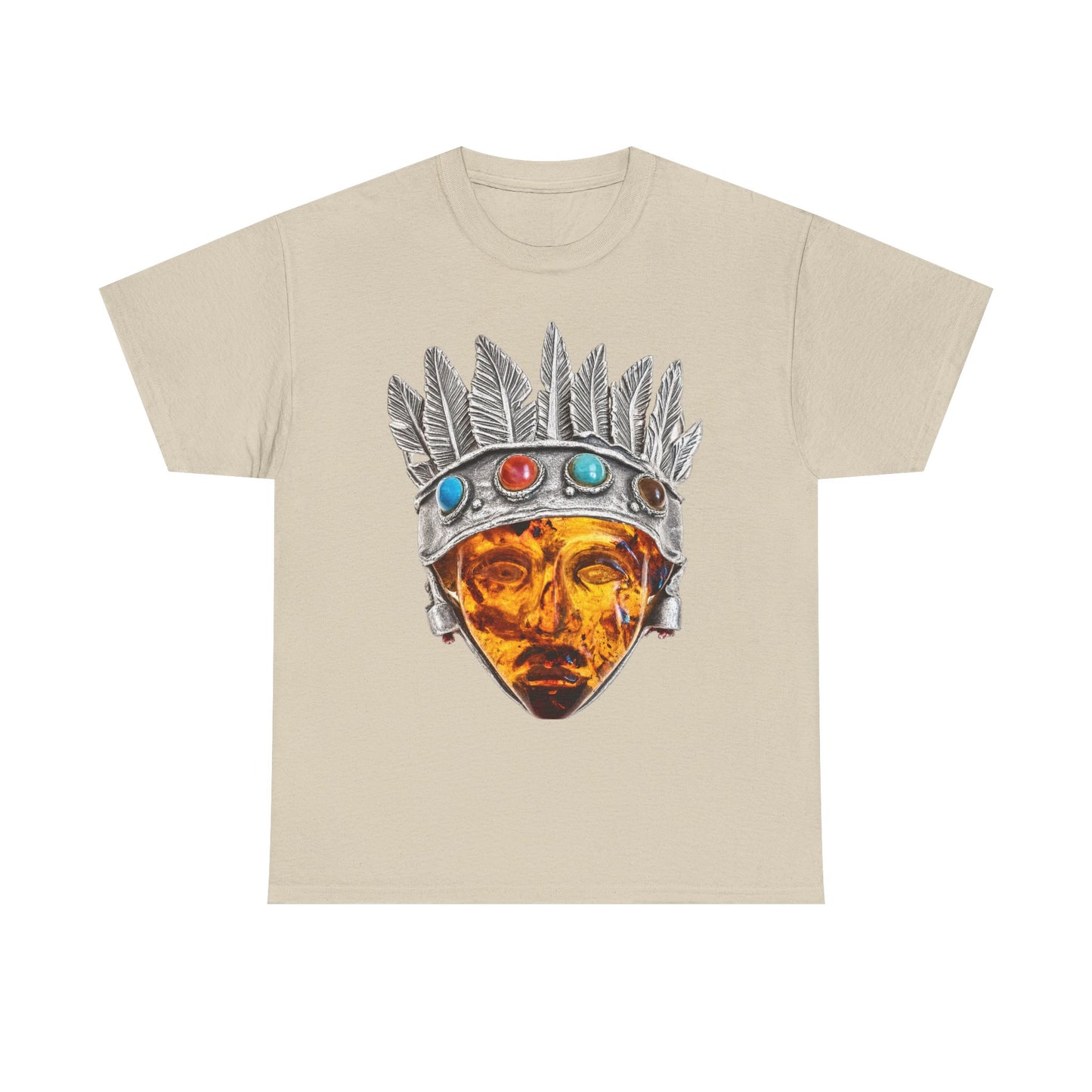 Tribal Crown Mask Tee — Vintage Gemstone Headdress Graphic T-Shirt