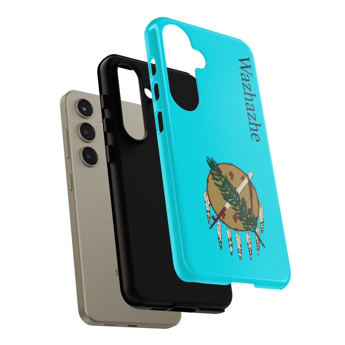 Osage Phone Case — Wazhahze Tribal Shield Design (Native Feather & Tomahawk)
