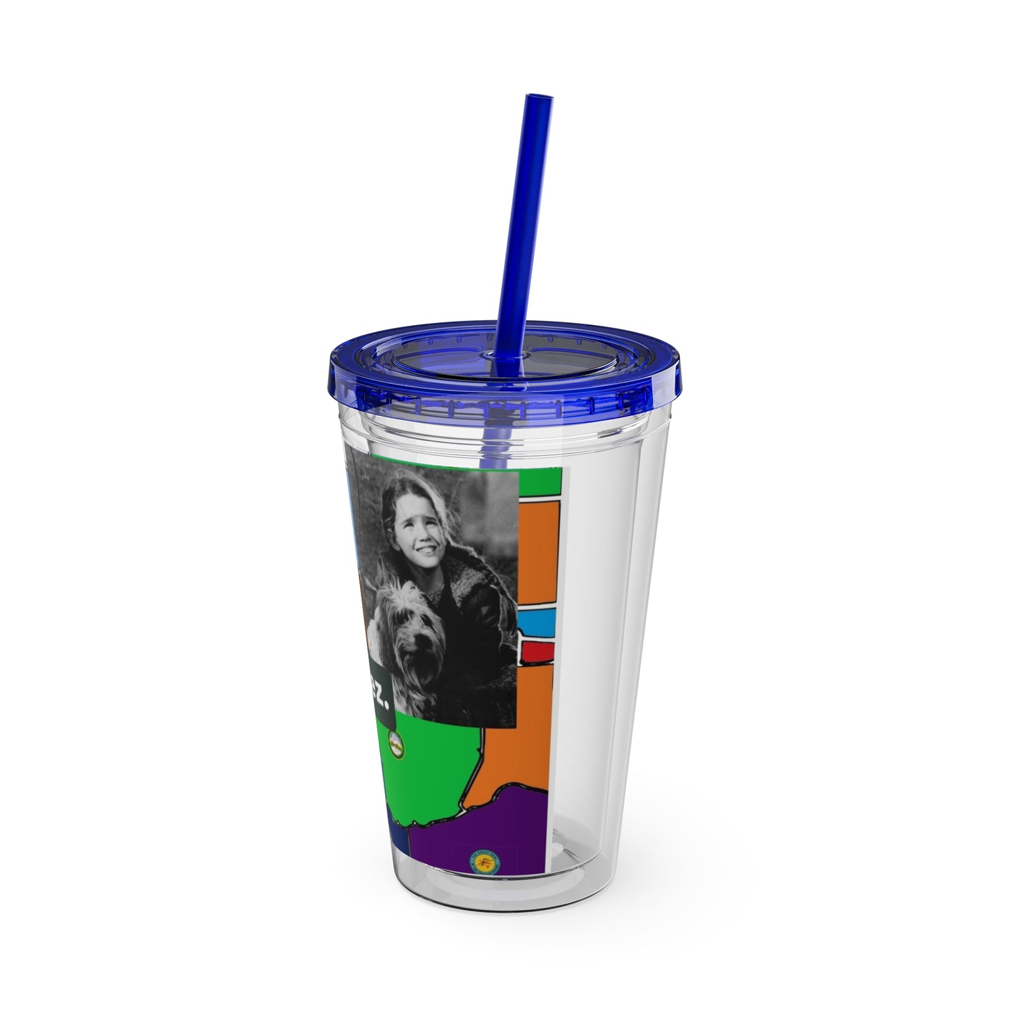 Sunsplash 16oz Tumbler with Straw — 'Half-Pint Illegally on Osage Rez' Graphic