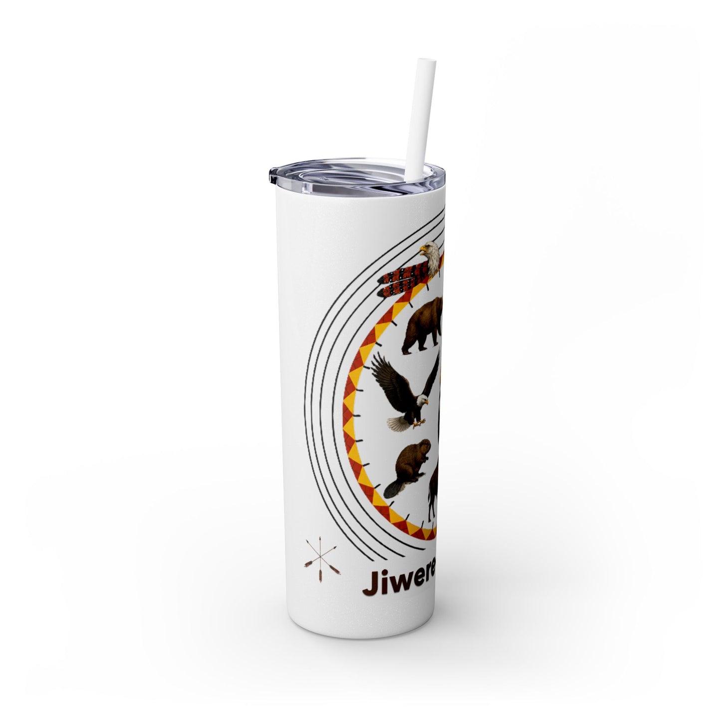 Otoe Missouria Native Animal Medicine Wheel 20oz Skinny Tumbler with Straw