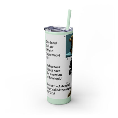 Aztec 20oz Skinny Tumbler - Educational Indigenous Artifacts Design