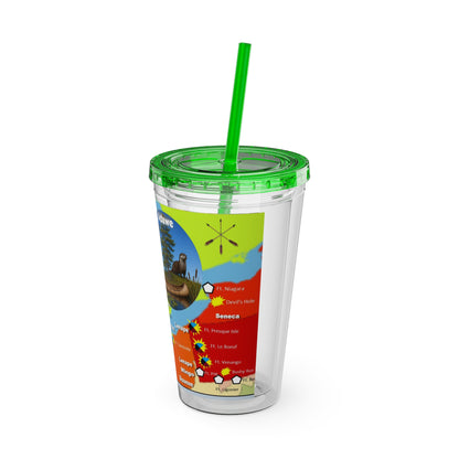 Pontiac Indigenous Nations Map Tumbler — 16oz Sunsplash Straw Cup