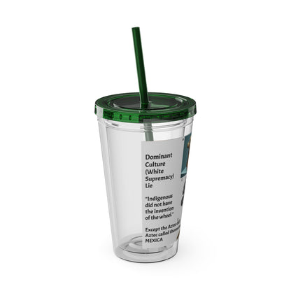 Aztec Sunsplash 16oz Insulated Straw Tumbler — Historical Artifact Illustration Design