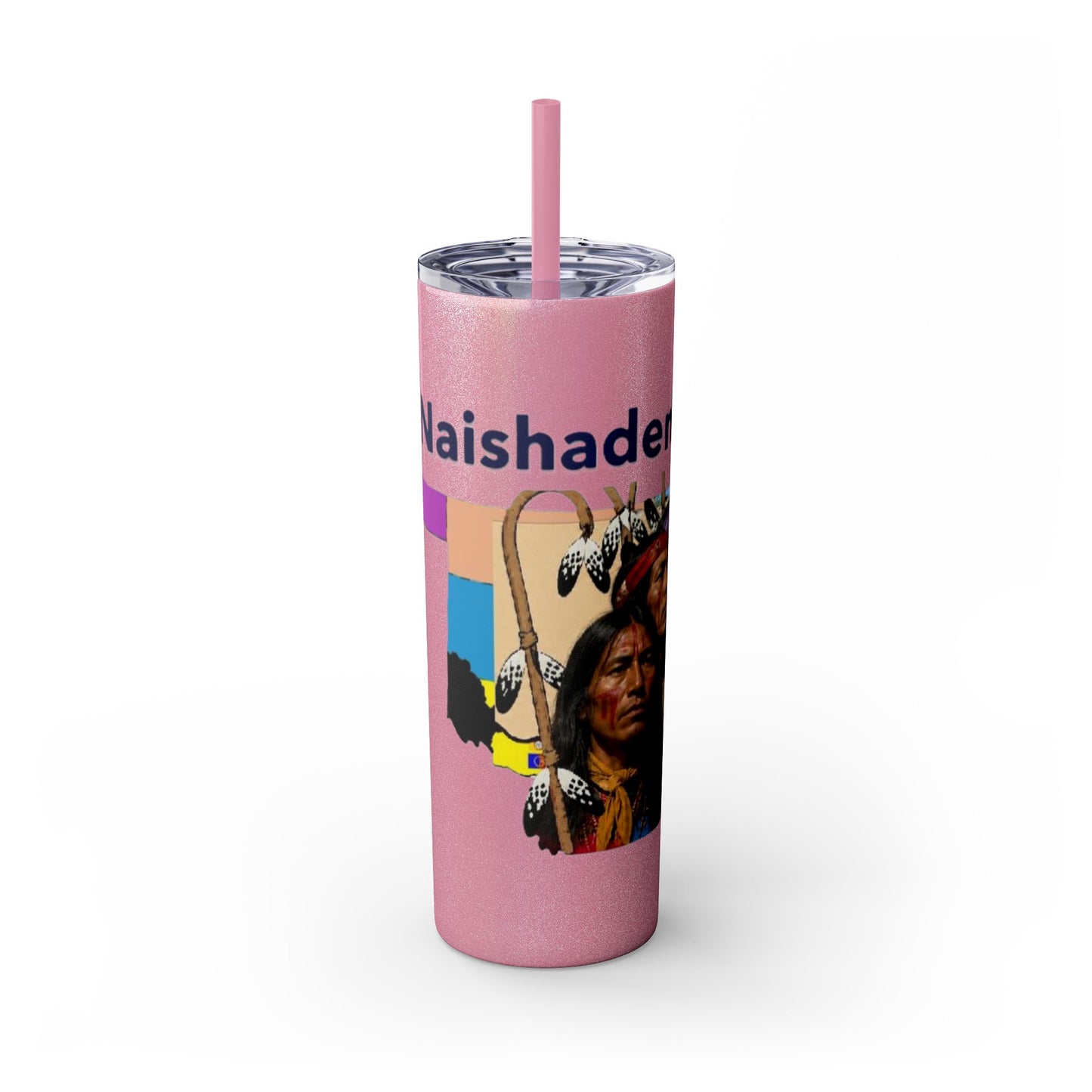 Apache 20oz Skinny Tumbler with Straw — Colorful Retro Design "Naishade"