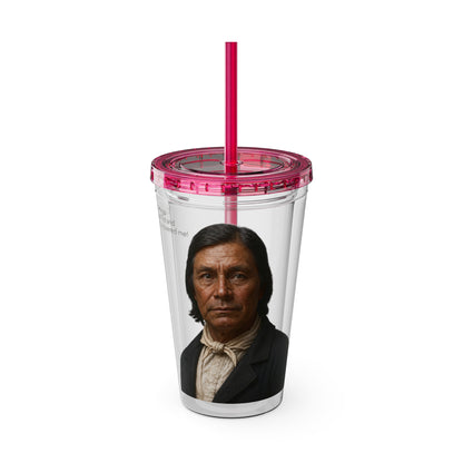 Chitto Harjo 16oz Portrait Tumbler with Straw — Historical Figure Illustration