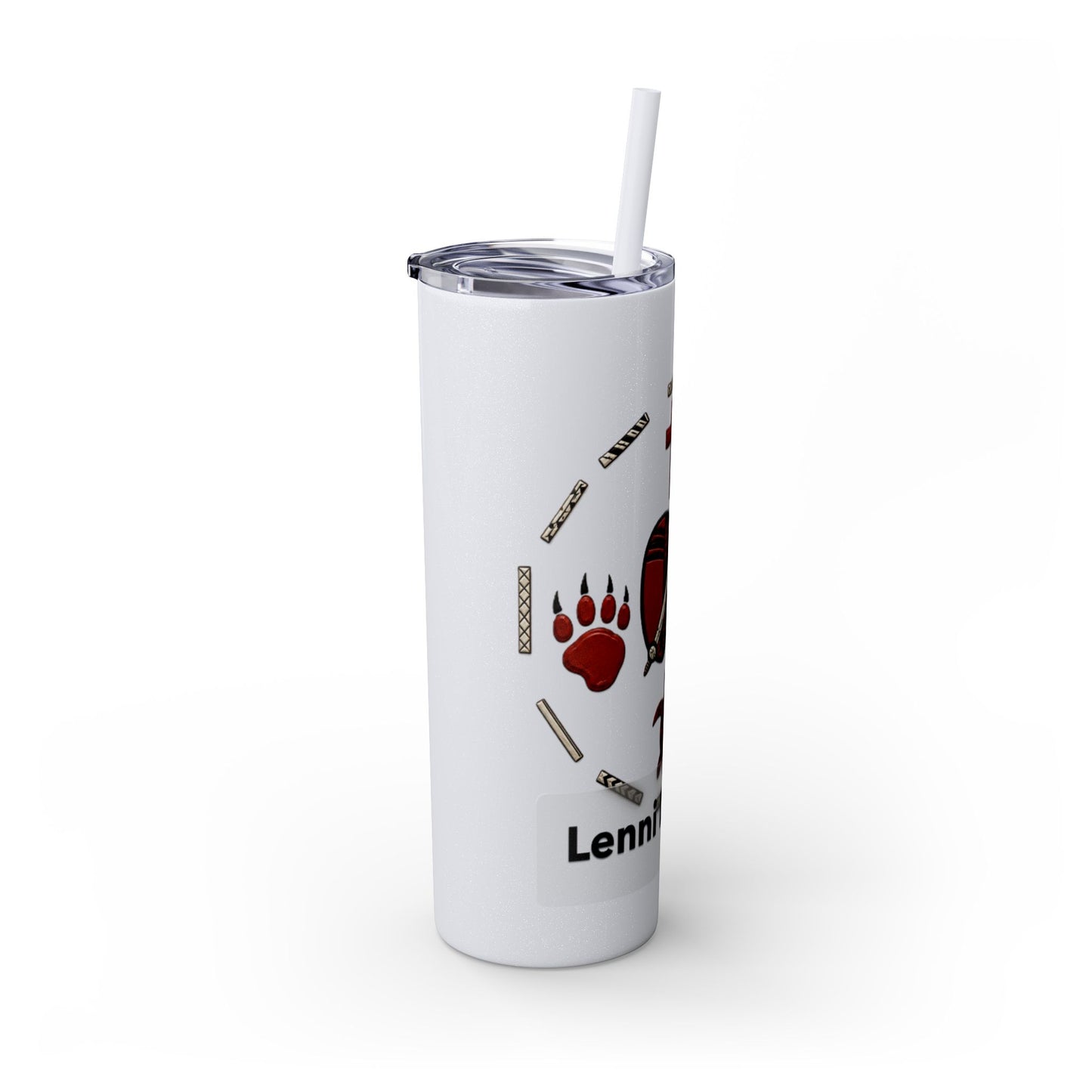Delaware East Personalized 20oz Skinny Tumbler with Straw — Custom Name Tribal Crest Design