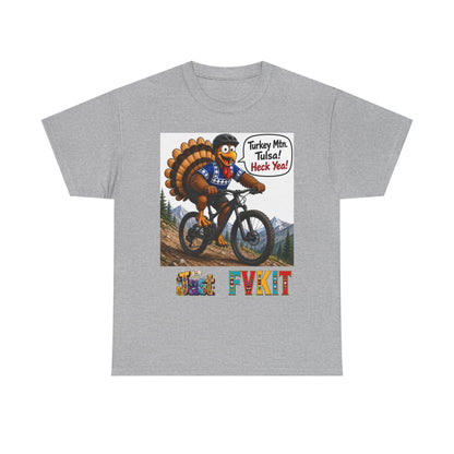 Turkey Mountain Biker Tee — 'Turkey Mtn Tulsa! Heck Yeah!' Graphic T-Shirt