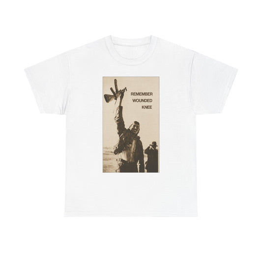 T-Shirt — 'Remember Wounded Knee' Historical Protest Tee with Arrow Emblem