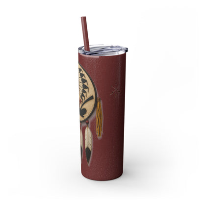 Iowa 20oz Skinny Tumbler with Native Dreamcatcher Design - 'Pahodje' Travel Straw Cup