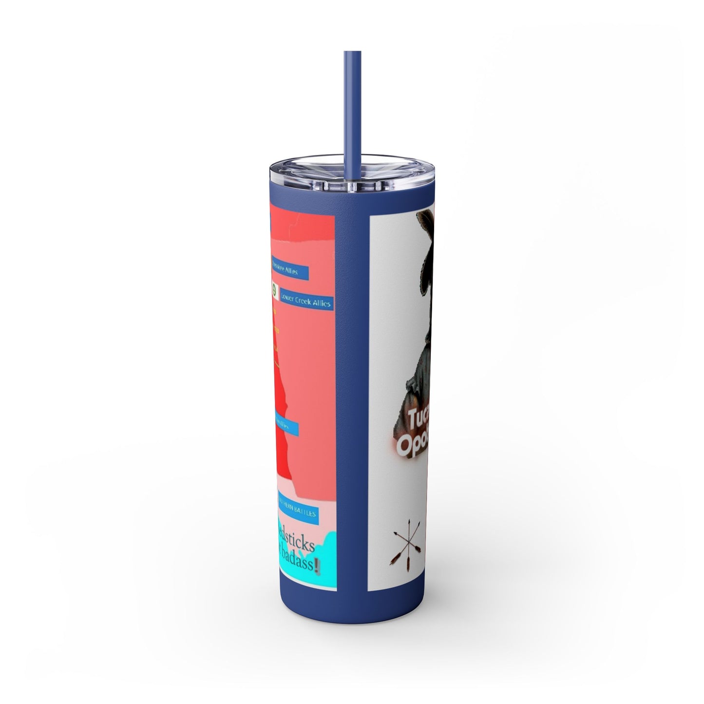 Opothleyahola Skinny Tumbler – Colorful Native American Portrait Design, 20oz Stainless Straw Cup