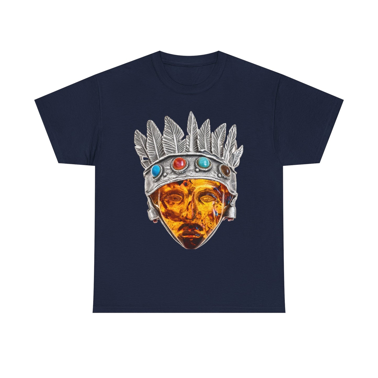 Tribal Crown Mask Tee — Vintage Gemstone Headdress Graphic T-Shirt