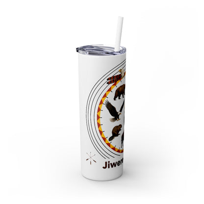 Otoe Missouria Native Animal Medicine Wheel 20oz Skinny Tumbler with Straw