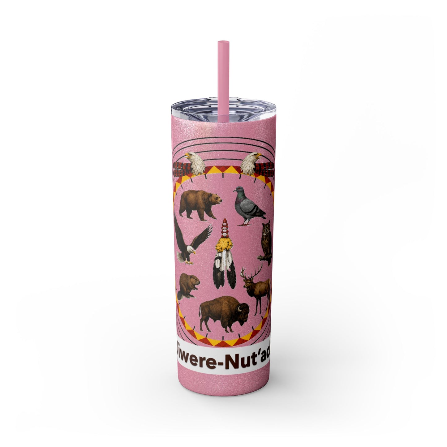 Otoe Missouria Native Animal Medicine Wheel 20oz Skinny Tumbler with Straw