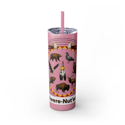 Otoe Missouria Native Animal Medicine Wheel 20oz Skinny Tumbler with Straw
